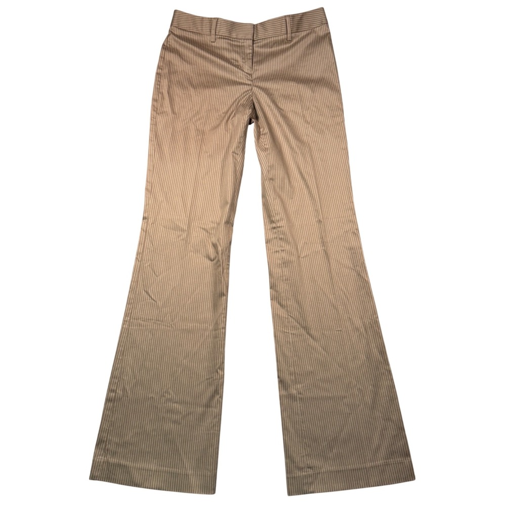 Vintage Y2K Express Pants Women 0 Tan Pinstripe Editor Low Rise Flare Trousers
